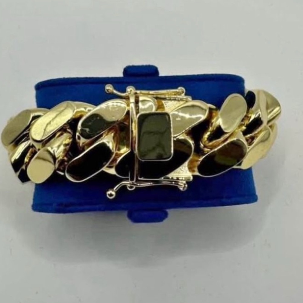 18k & 14k 20mm Miami Cuban Link Gold Plated Bracelet - 8inch